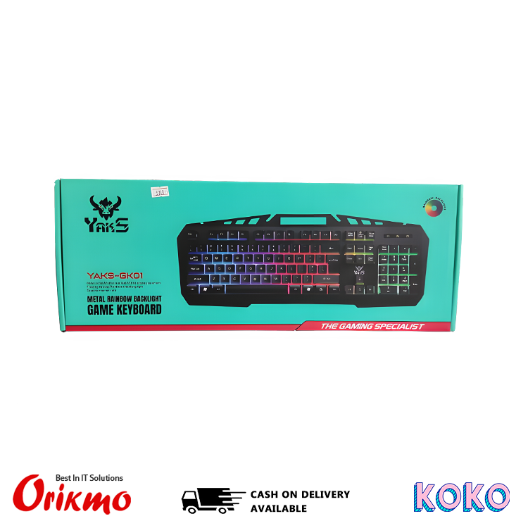 YAKS GK01 METAL RAINBOW BACKLIGHT GAMING KEYBOARD
