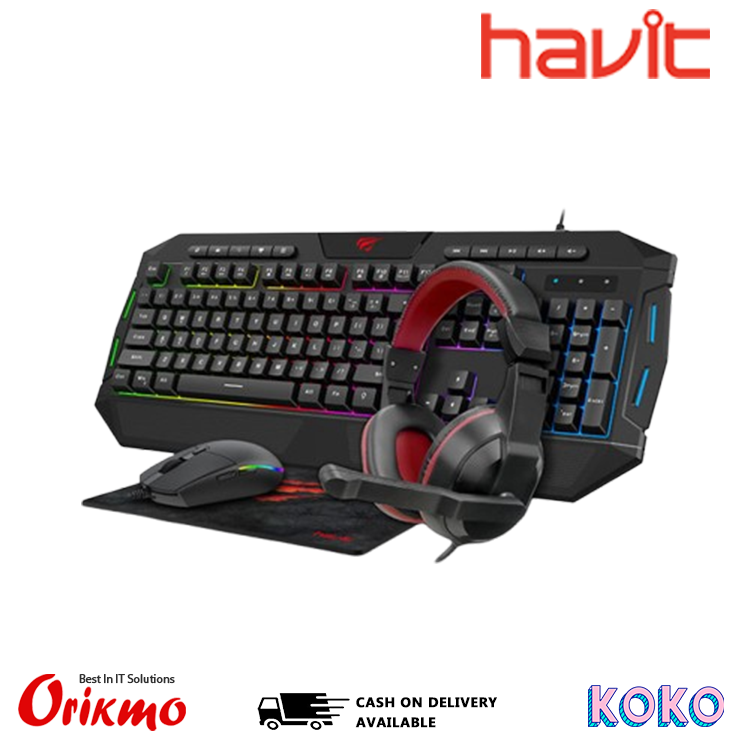 HAVIT KB501CM GAMING COMBO (GAMING MOUSE, KEYBOARD, HEADPHONE, MOUSE PAD)