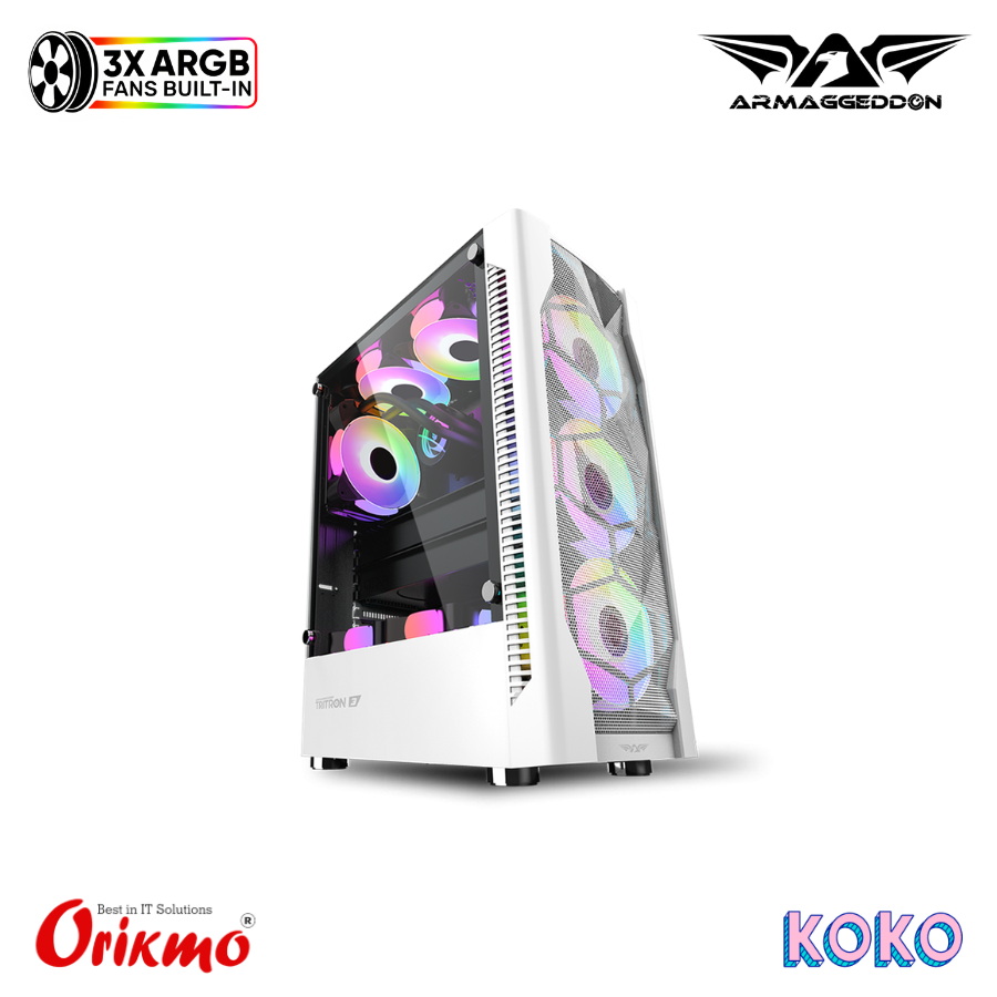 ARMAGGEDDON TRITRON 3 GAMING CASING - WHITE