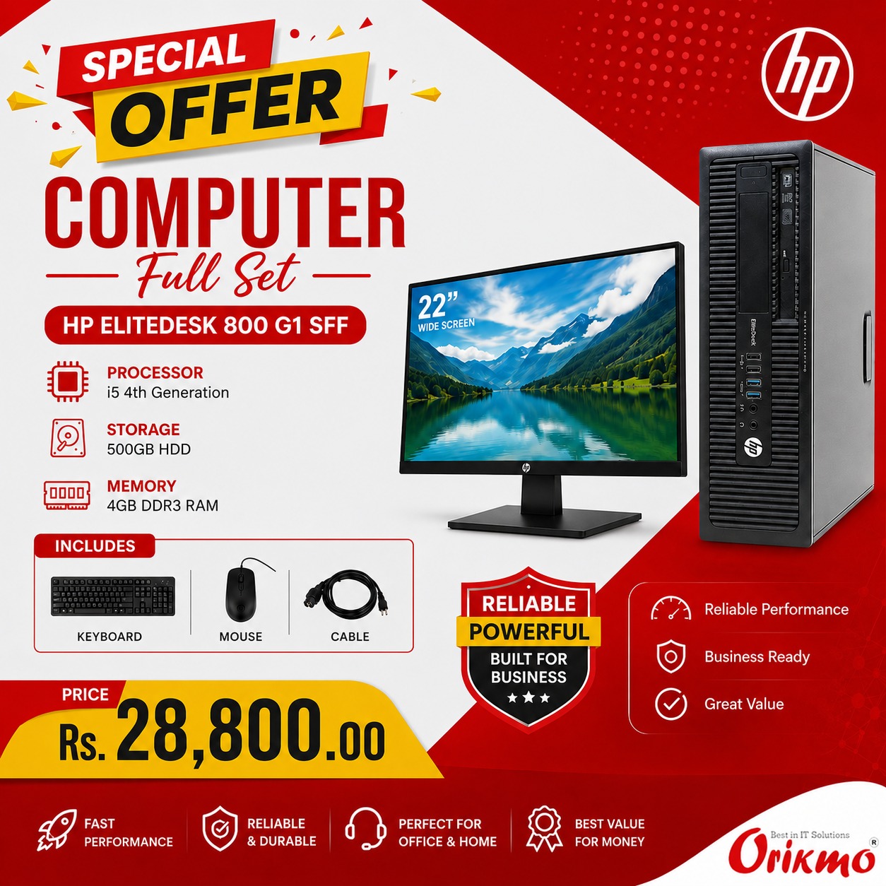 HP I5 4TH GEN FULL SET (4GB RAM, 500GB HDD, 22