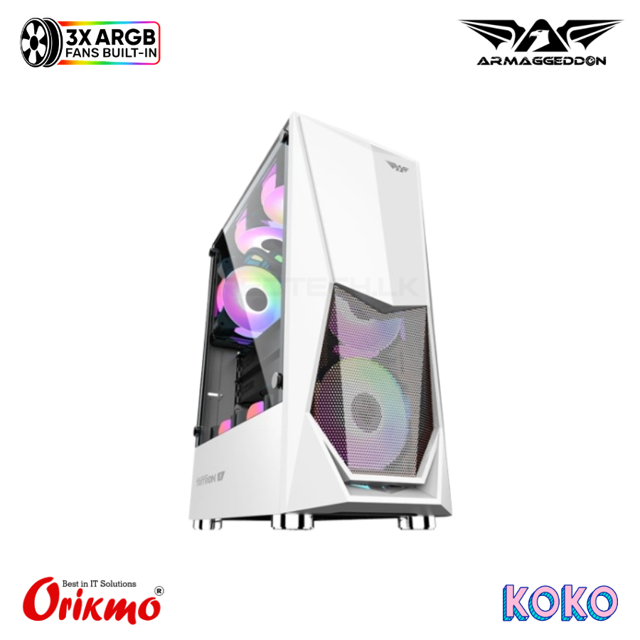 ARMAGGEDDON TRITRON 1 GAMING CASING - WHITE
