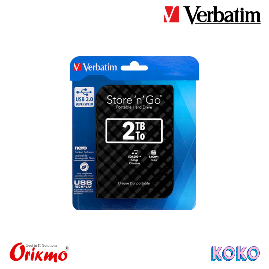 VERBATIM 2TB 3.0 STORE ‘N’ GO  PORTABLE HDD