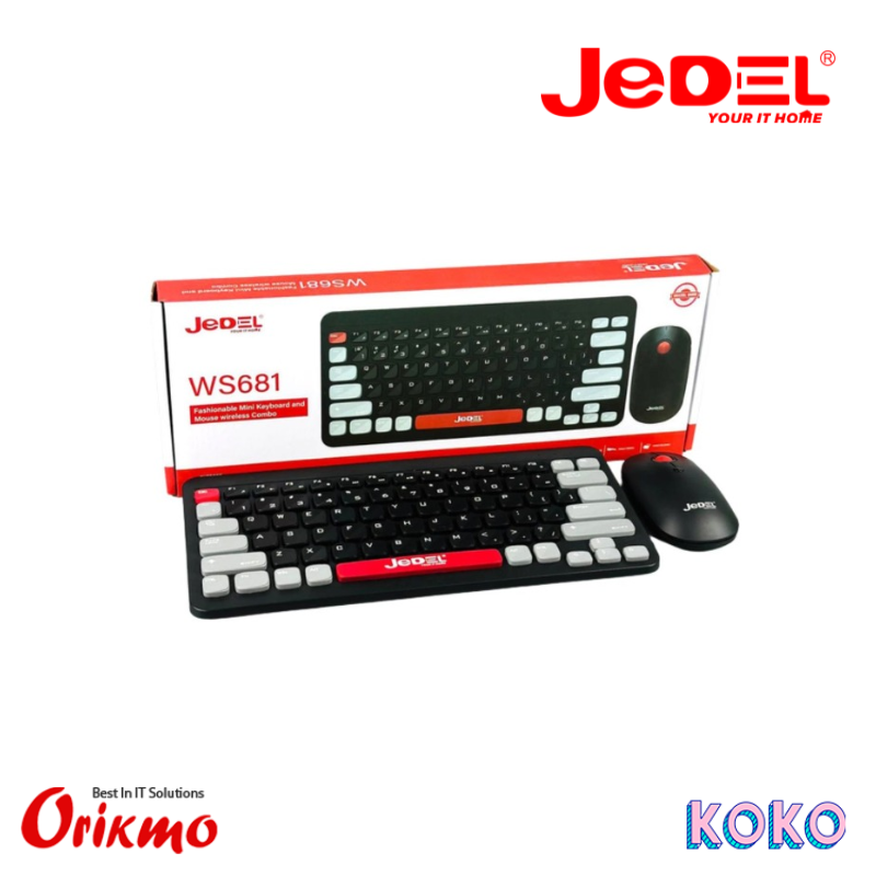 JEDEL WS681B MINI STYLISH WIRELESS GAMING KEYBOARD AND MOUSE COMBO
