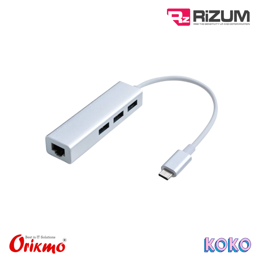 RIZUM H20 USB 3.0 TYPE-C | USB HUB (USB 3 PORT , ETHENET)
