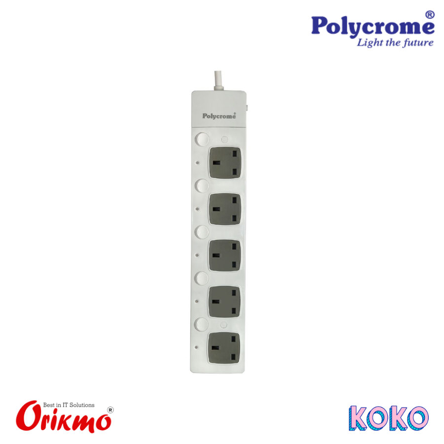 POLYCROME SWITCHED EXTENSION LEAD 3M 13A 5WAY