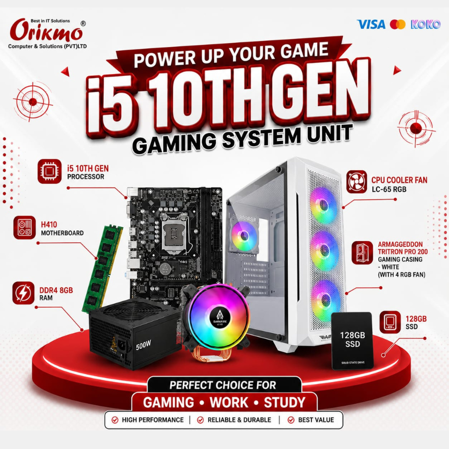 I5 10TH GEN GAMING SYSTEM UNIT (I5 10TH GEN,DDR4 8GB,500W POWER SUPPLY,128GB SSD)
