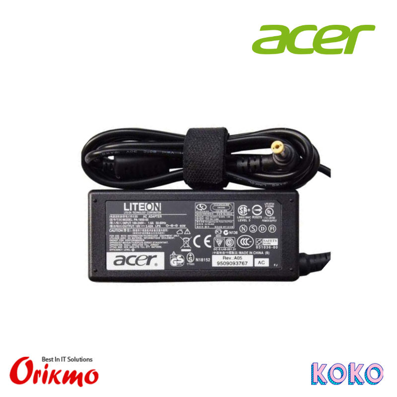LAPTOP CHARGER ACER YELLOW PIN 65W