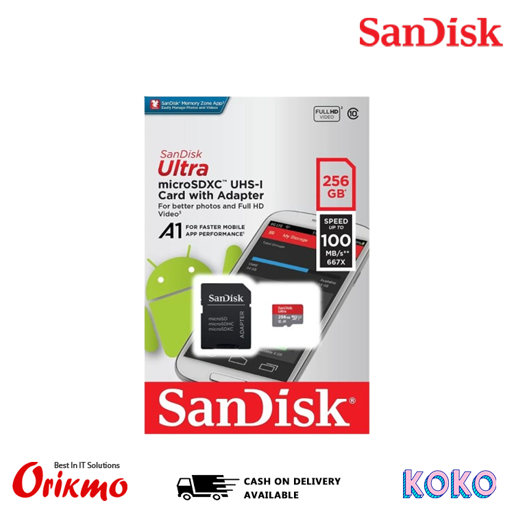 SANDISK 256GB MICRO SD 100MB/s